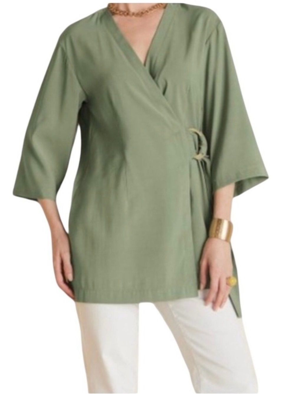 Soft Surroundings Sweet pea tunic wrap in Bayberry.